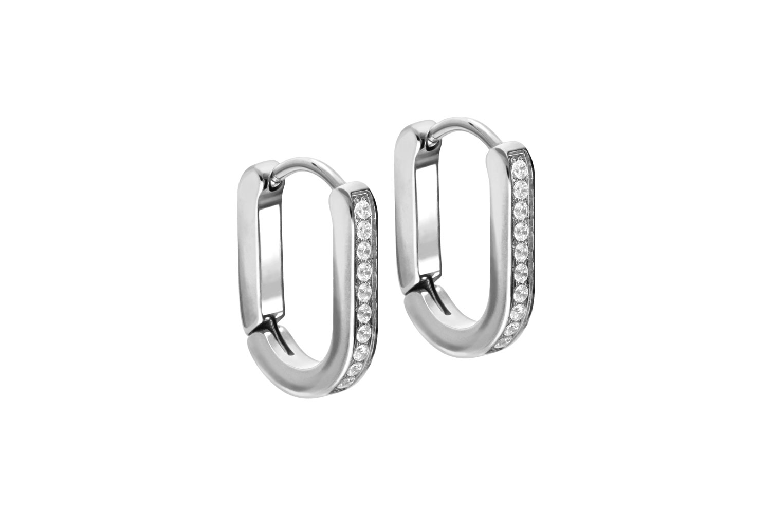 Chirurgenstahl Ohrclicker Creolen OVAL + EINGEFASSTE KRISTALLE von Piercingline